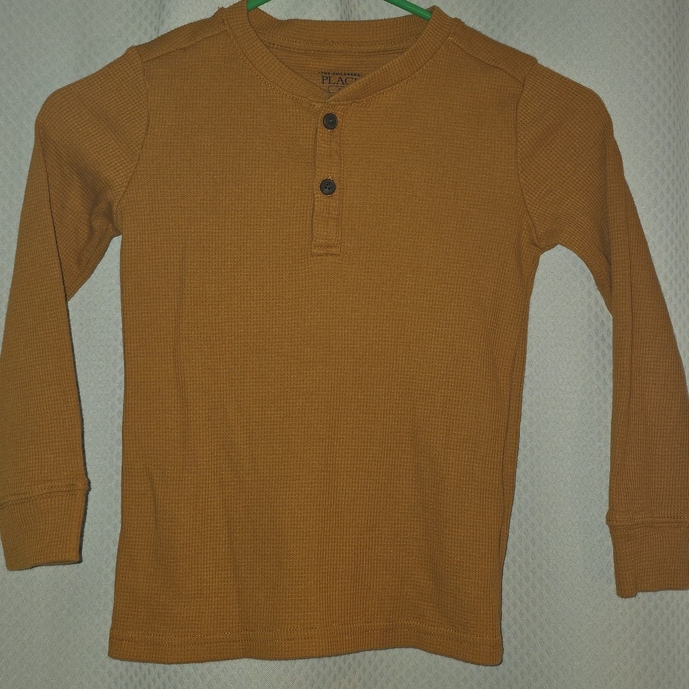Brown Long Sleeve Henley Shirt